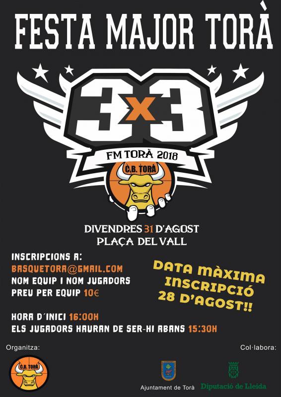 cartell Torneig 3x3 Basquet - Torà