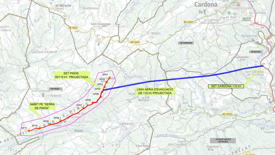 Nou projecte de parc eòlic a la Serra de Pinós