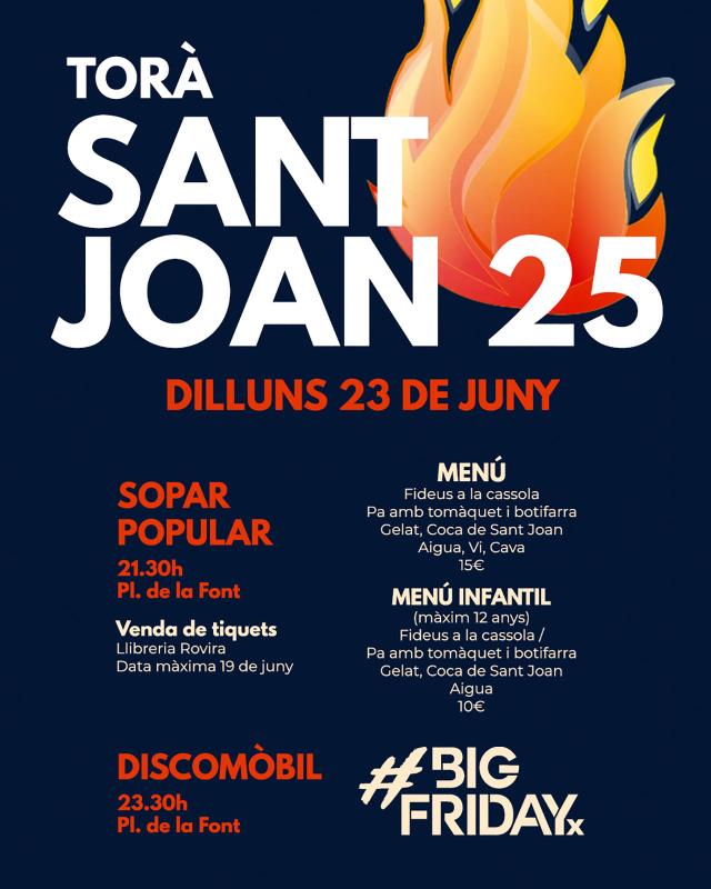 cartell Revetlla de Sant Joan 2025 a Torà
