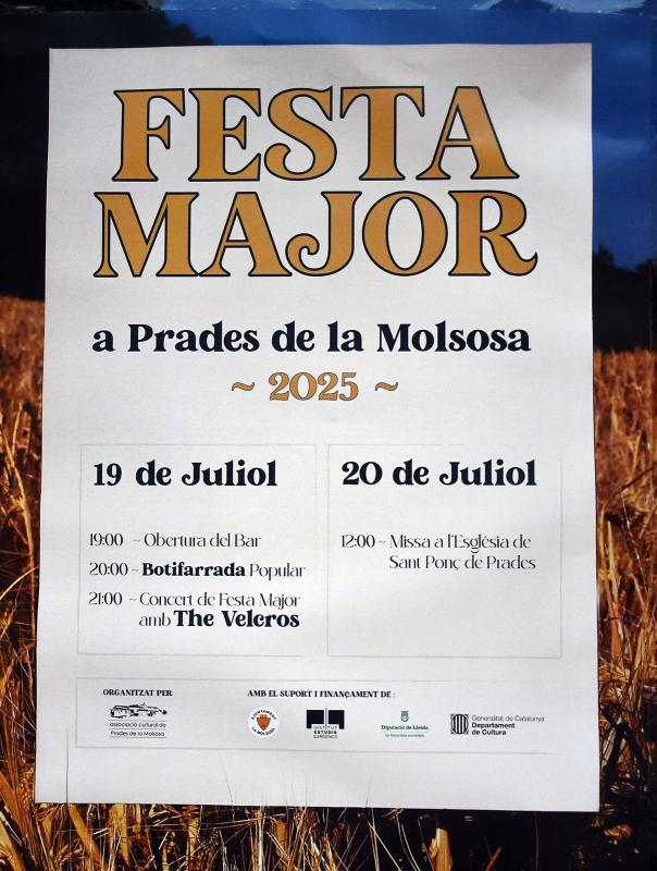 cartell Festa Major Prades de la Molsosa 2025 cartell Festa Major Prades de la Molsosa 2025
