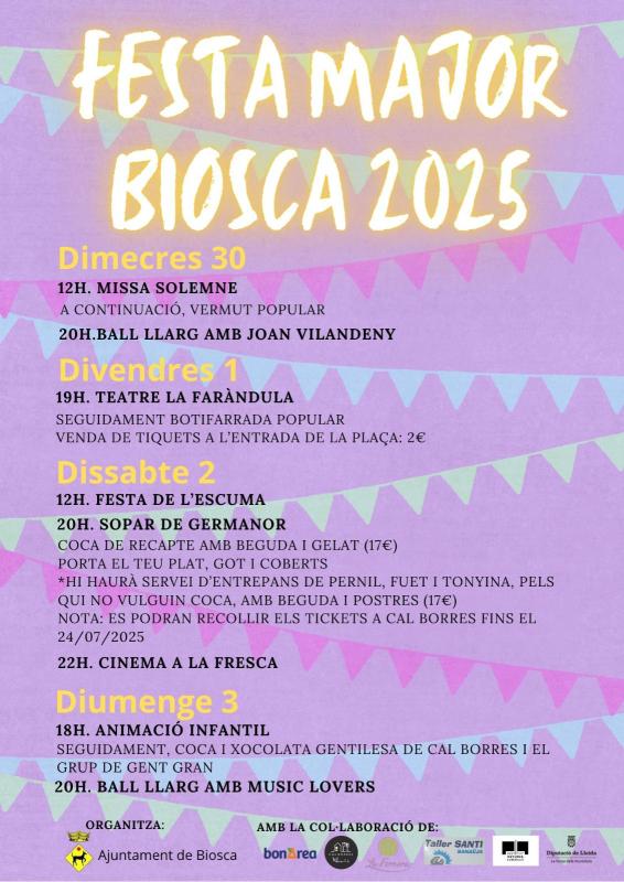 cartell Festa Major de Biosca 2025 cartell Festa Major de Biosca 2025