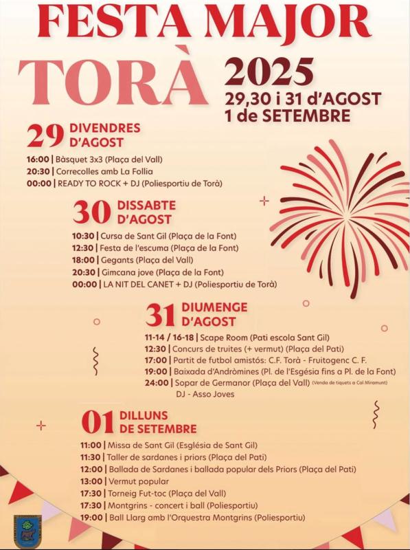 cartell Festa Major de Torà 2025
