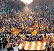 Detall de la manifestació per la independència a Barcelona