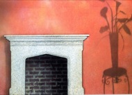 : Sèrie interiors: Fireplace and red Wall 