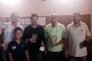 Torà: Campionat de Botifarra: als extrems Joan Graells i  Ramon Bosch (sotscampions),al centre, J. Argerich i Celi Vila (campions)  Ramon Sunyer