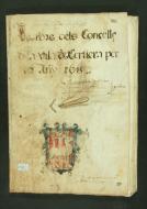 Portada del Llibre de Consells de la Paeria de Cervera