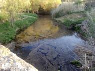 : Abril 2013. L'aigua del llanera arriba al pont de les Merites  Xavier