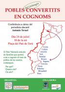 Torà: cartell Conferència Pobles del Llobregós convertits en cognoms  APACT