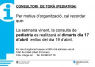 Consultori de Torà Servei de Pediatria
