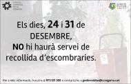 Els dies 24 i 31 de desembre no hi haurà servei de recollida d’escombraries
