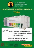 Calendari 2019 Deixalleria mòbil a Torà