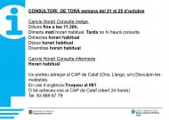 Horaris del consultori mèdic del 21 al 25 d’octubre