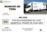 Calendari deixalleria mòbil 2020 a Torà