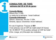 Horaris del consultori mèdic la setmana del 20 al 24 de gener