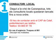 El consultori mèdic local està tancat fins nova ordre