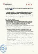 FAQS sobre les restriccions d'activitats pel COVID-19 a Catalunya Fase 1