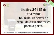 Els dies 24 i 31 de desembre no hi haurà servei de recollida d’escombraries