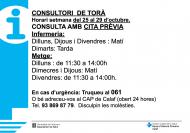 Horaris del consultori mèdic la setmana del 25 al 29 d’octubre