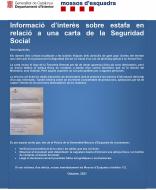 Alerta d'estafa en relació a una carta de la Seguridad Social