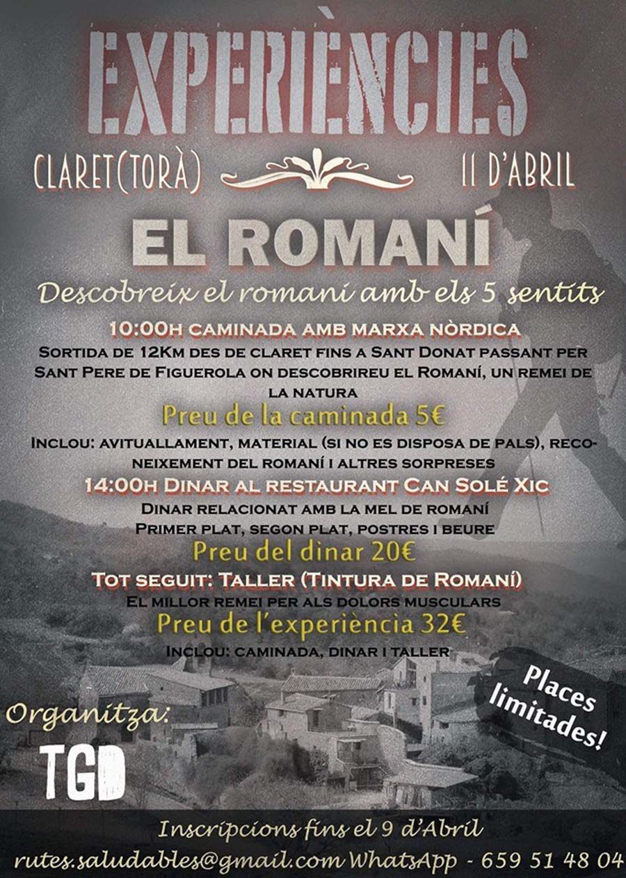 cartell Caminada de Claret a Sant Donat, descobreix el romaní