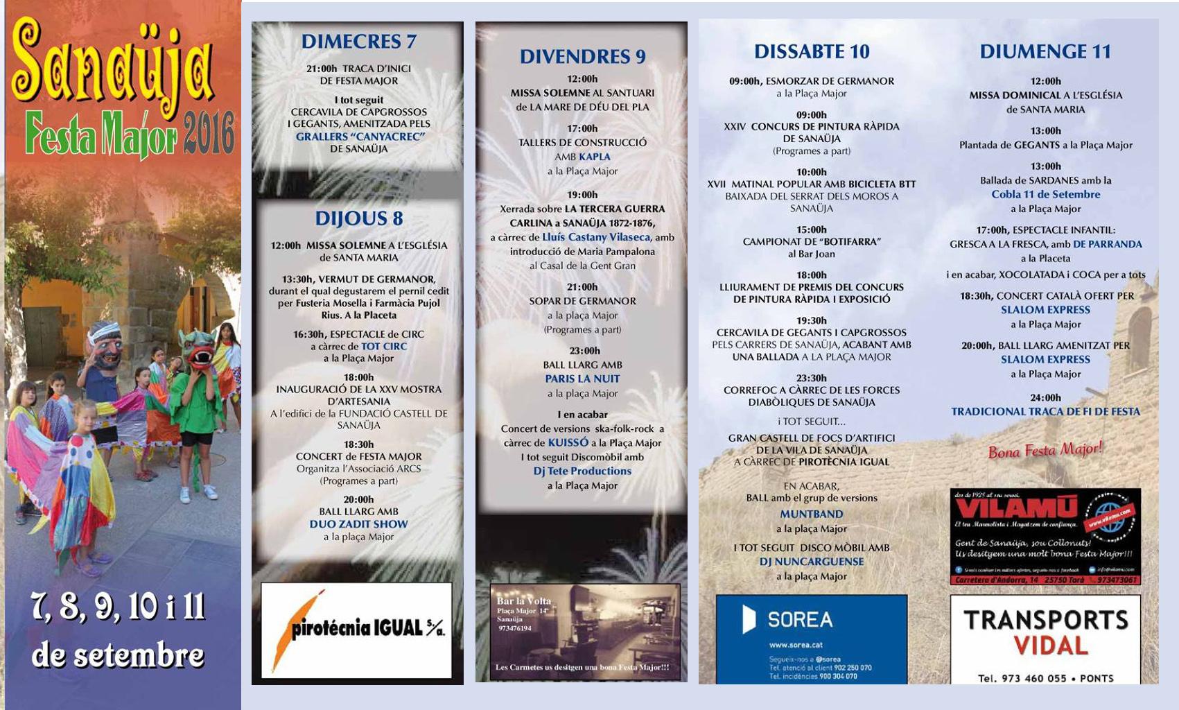 cartell Festa major de Sanaüja 2016