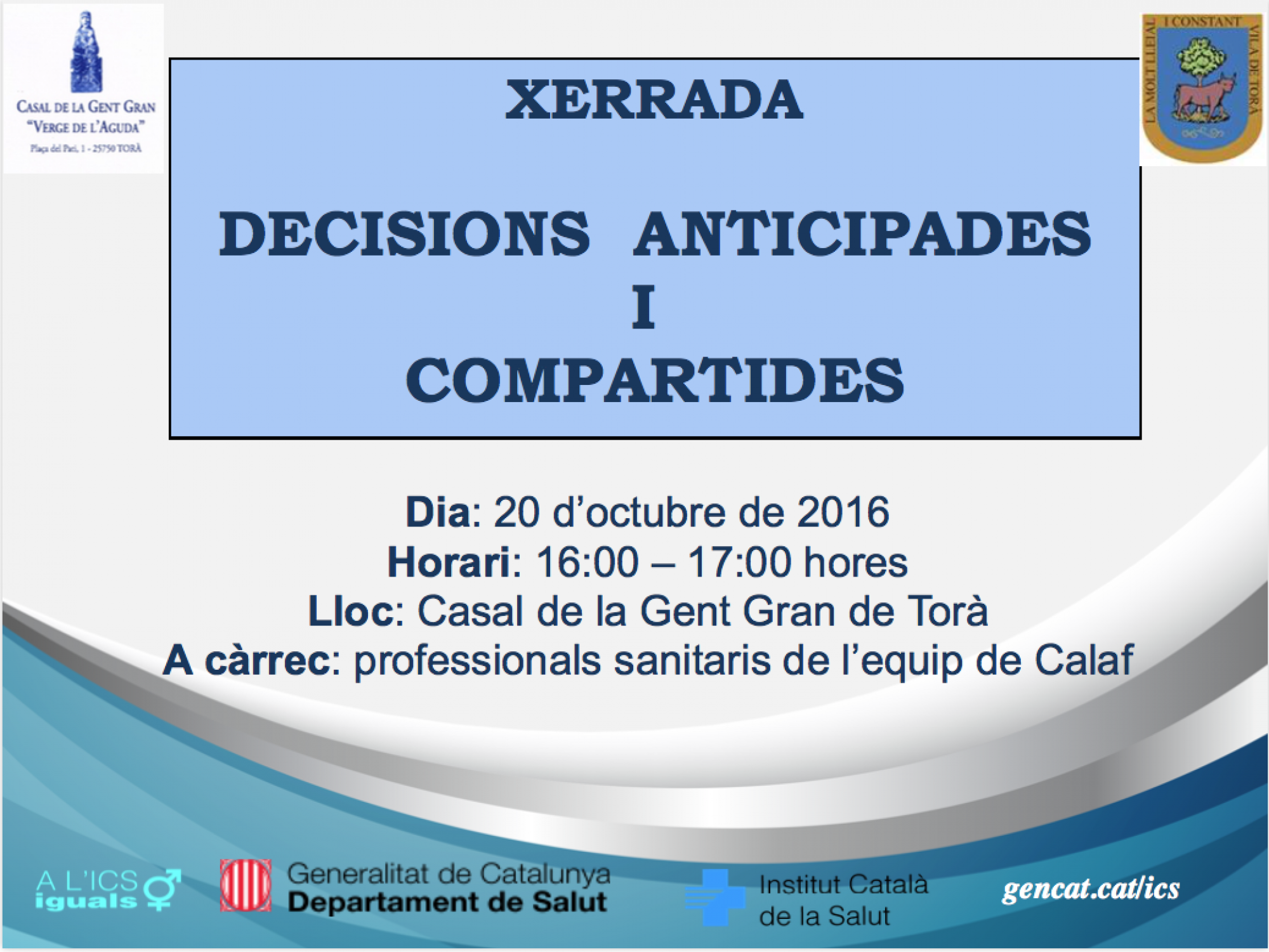 cartell Xerrada ' Decisions anticipades i compartides'