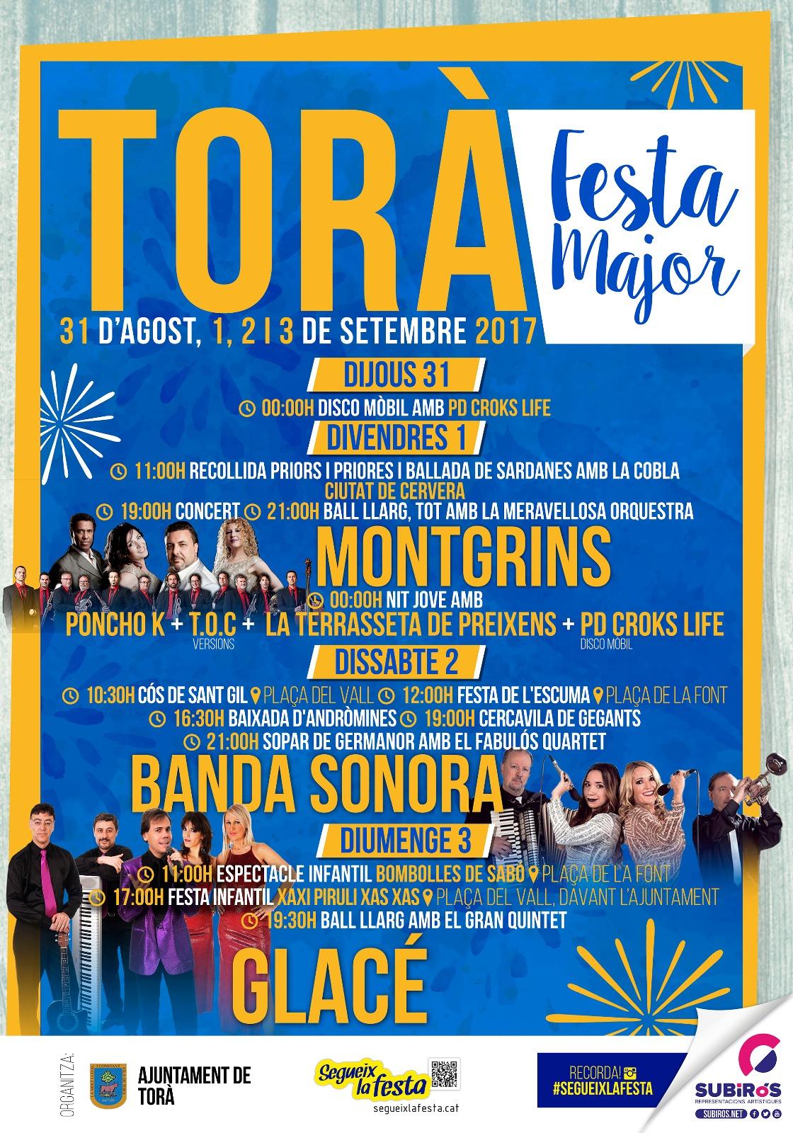 cartell Festa major de Torà 2017