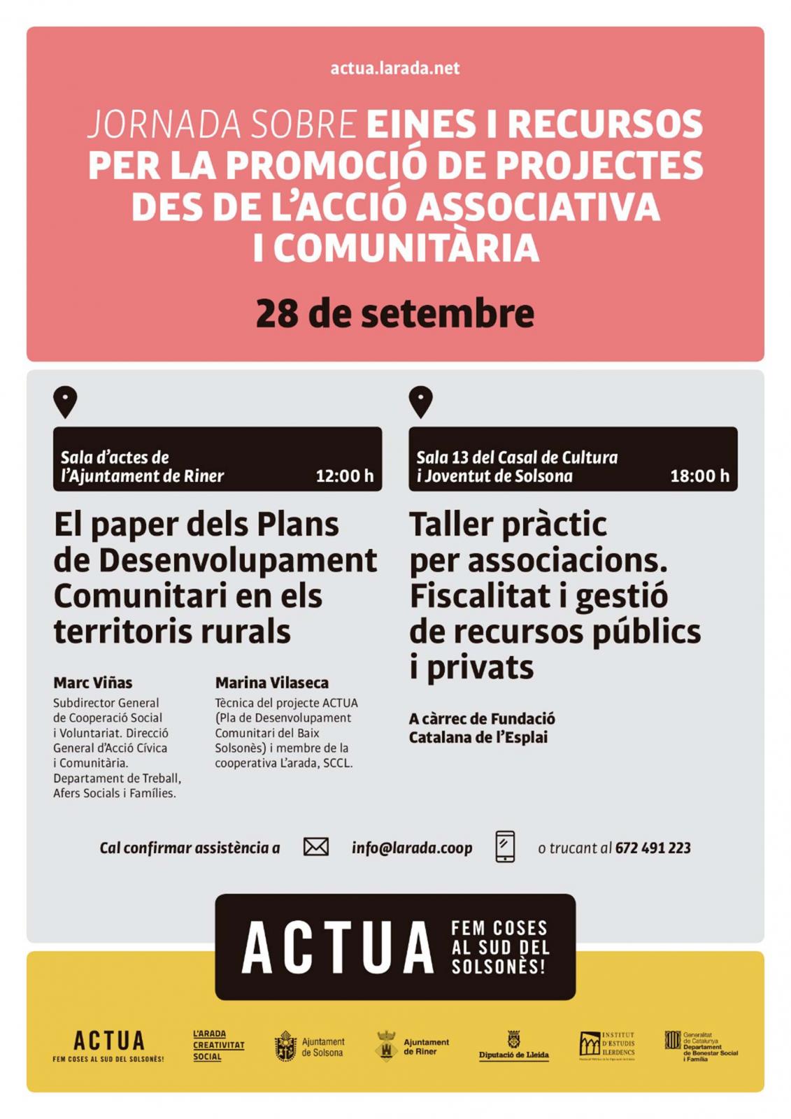 Jornada 'Eines i recursos per a la promoció de projectes des de l'acció associativa i comunitària'