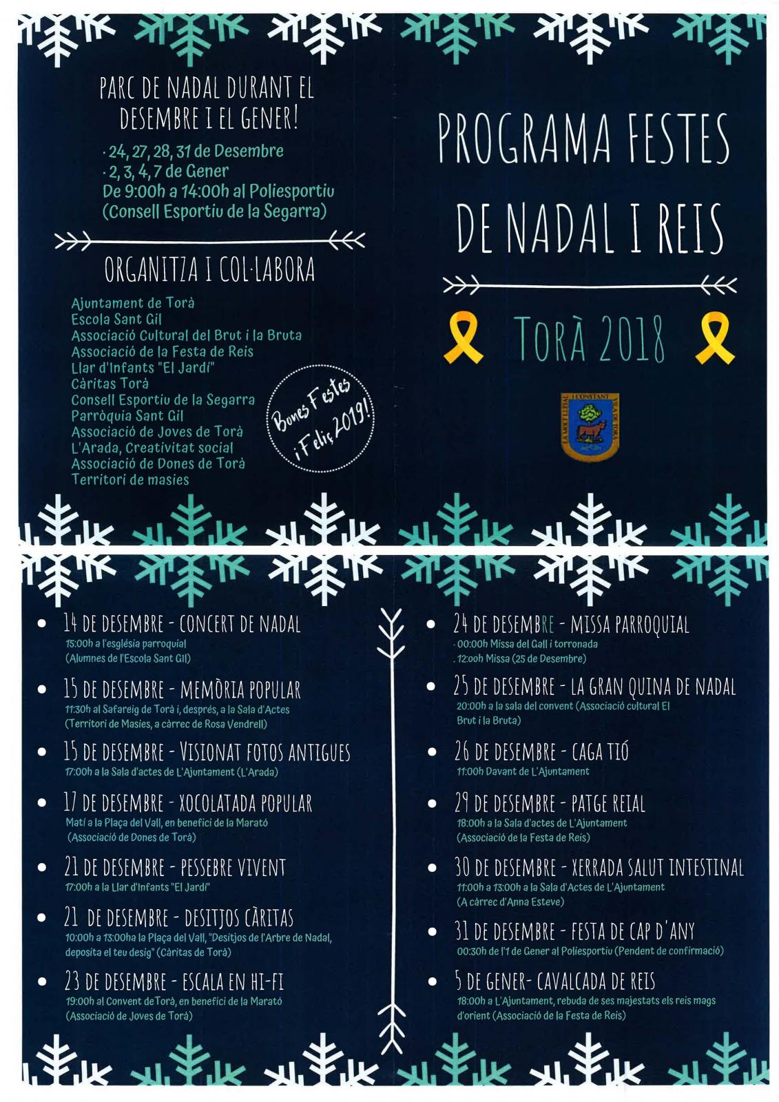 Festes de Nadal 2018 i Reis 2019 a Torà