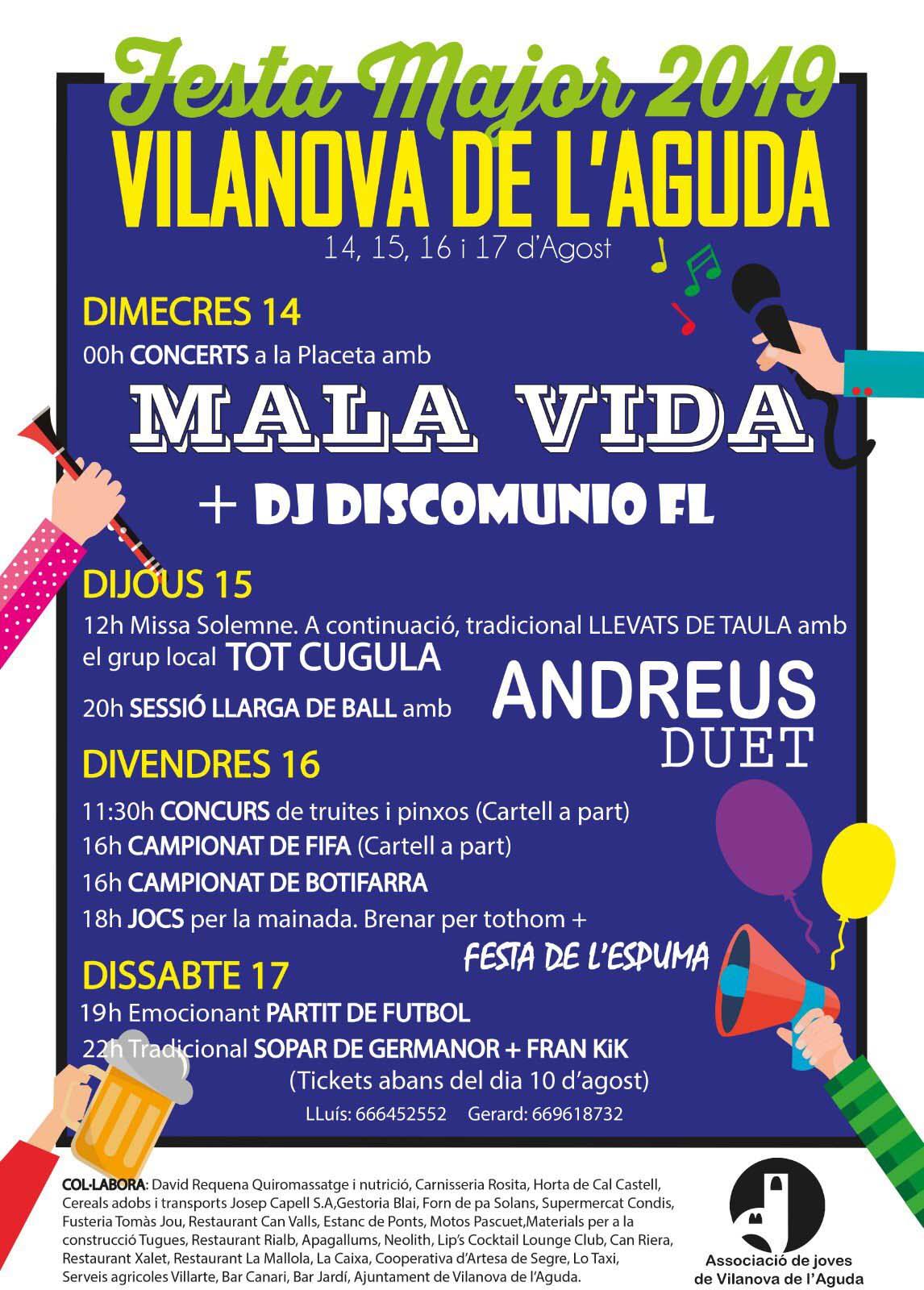 cartell Festa Major de Vilanova de l’Aguda 2019