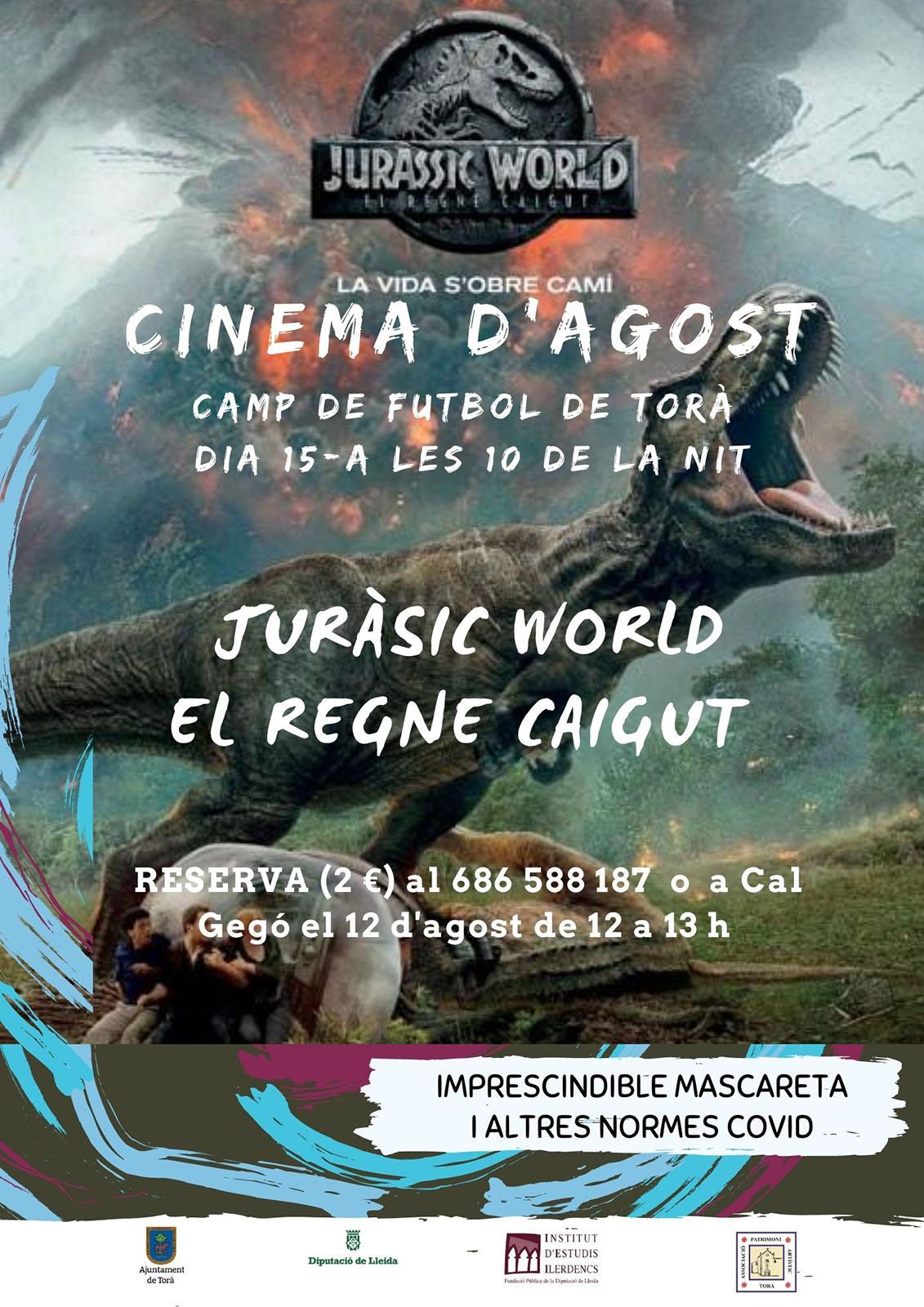 cartell Cinema d'agost 'Jurassic World, el regne caigut'