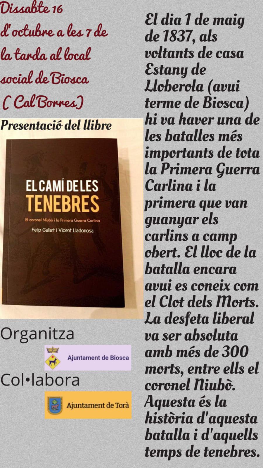 cartell Presentació del llibre 'El camí de les tenebres'