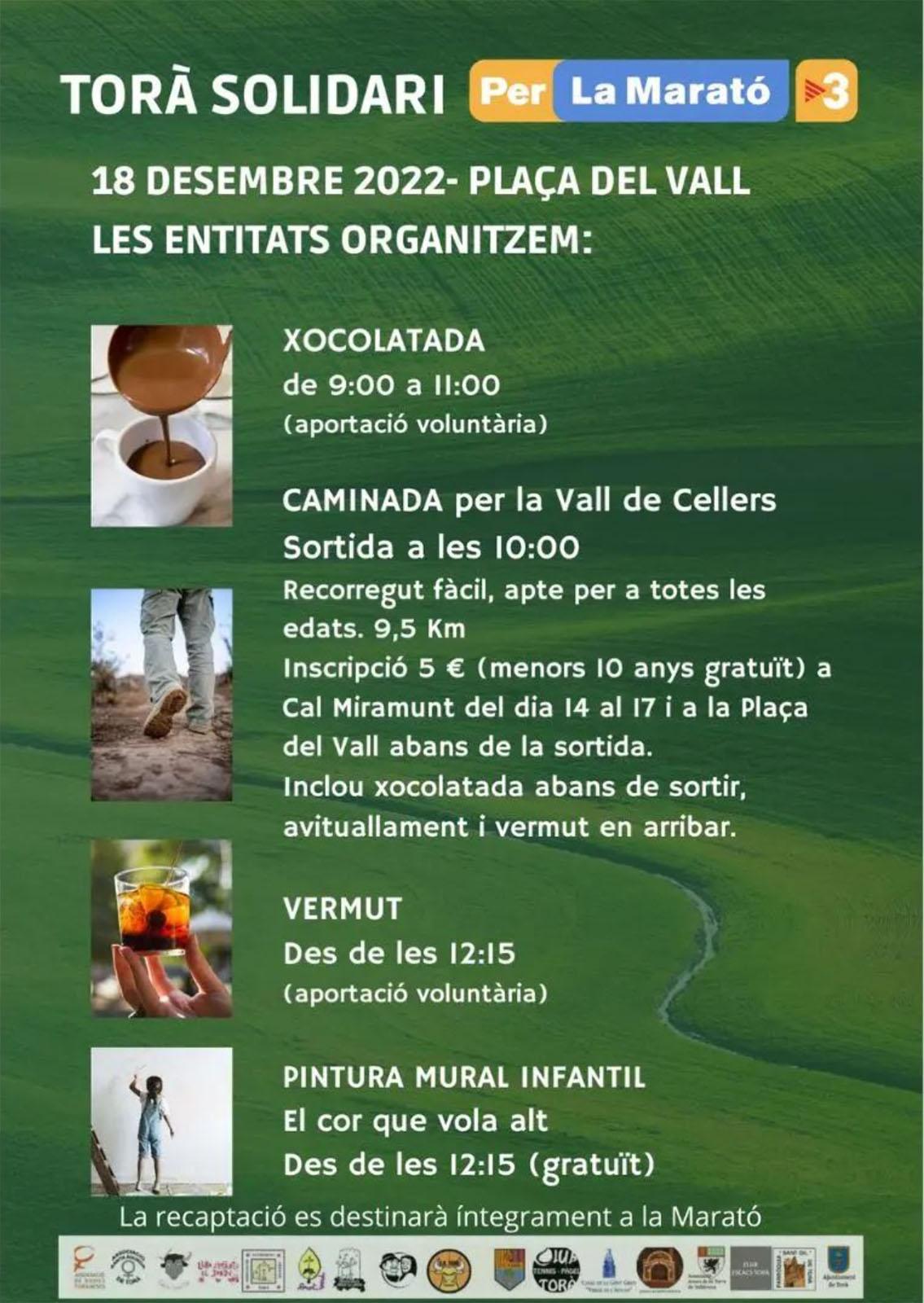 cartell Activitats a Torà per la Marató de TV3 2022