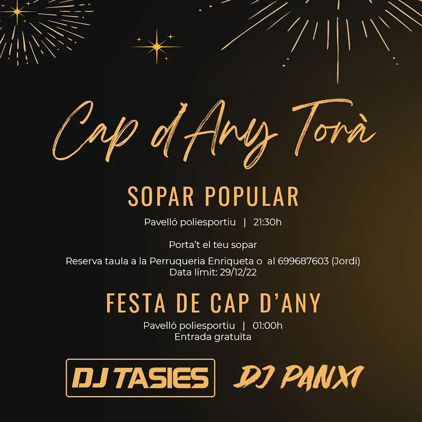 cartell Festa de Cap d'Any a Torà