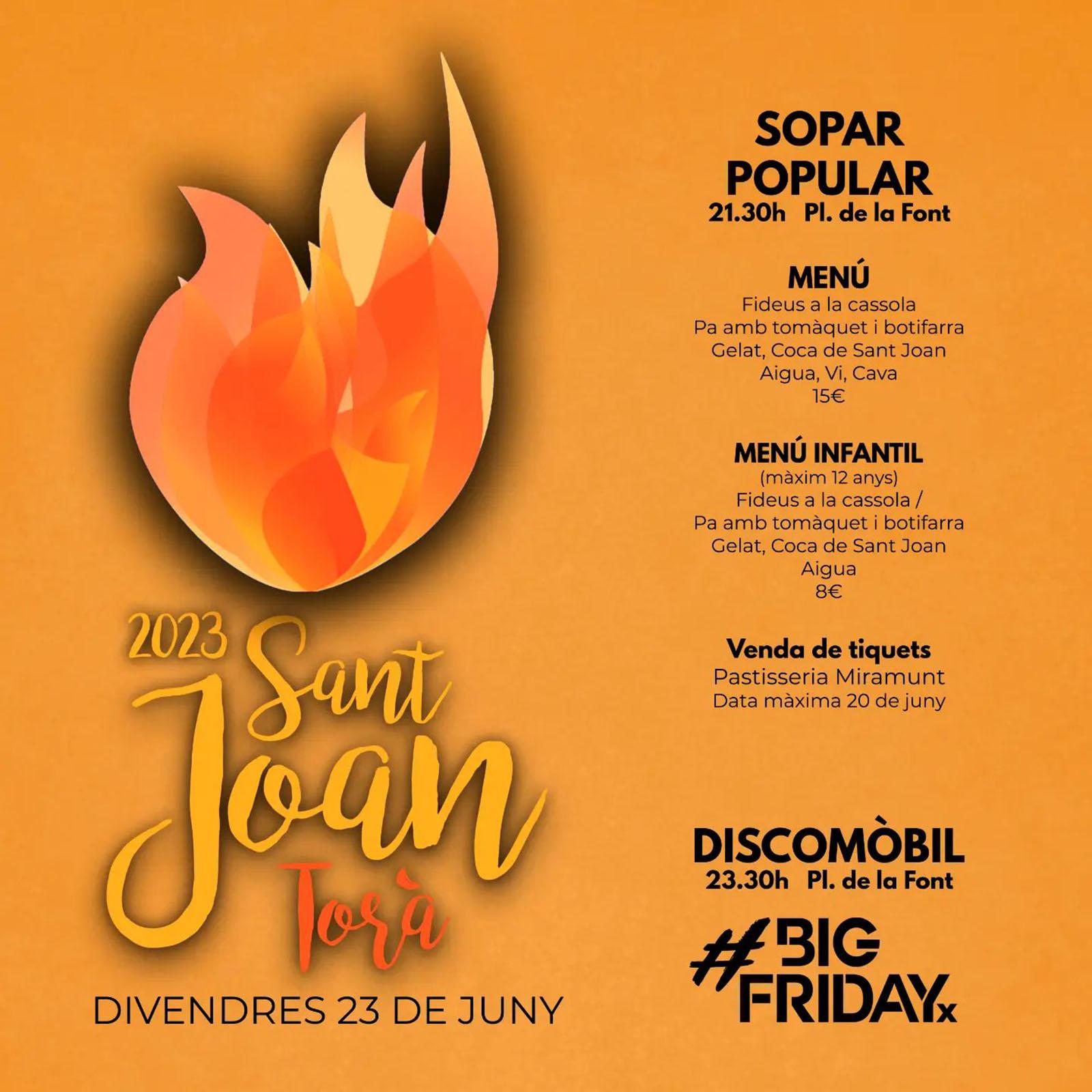 cartell Revetlla de Sant Joan 2023 a Torà