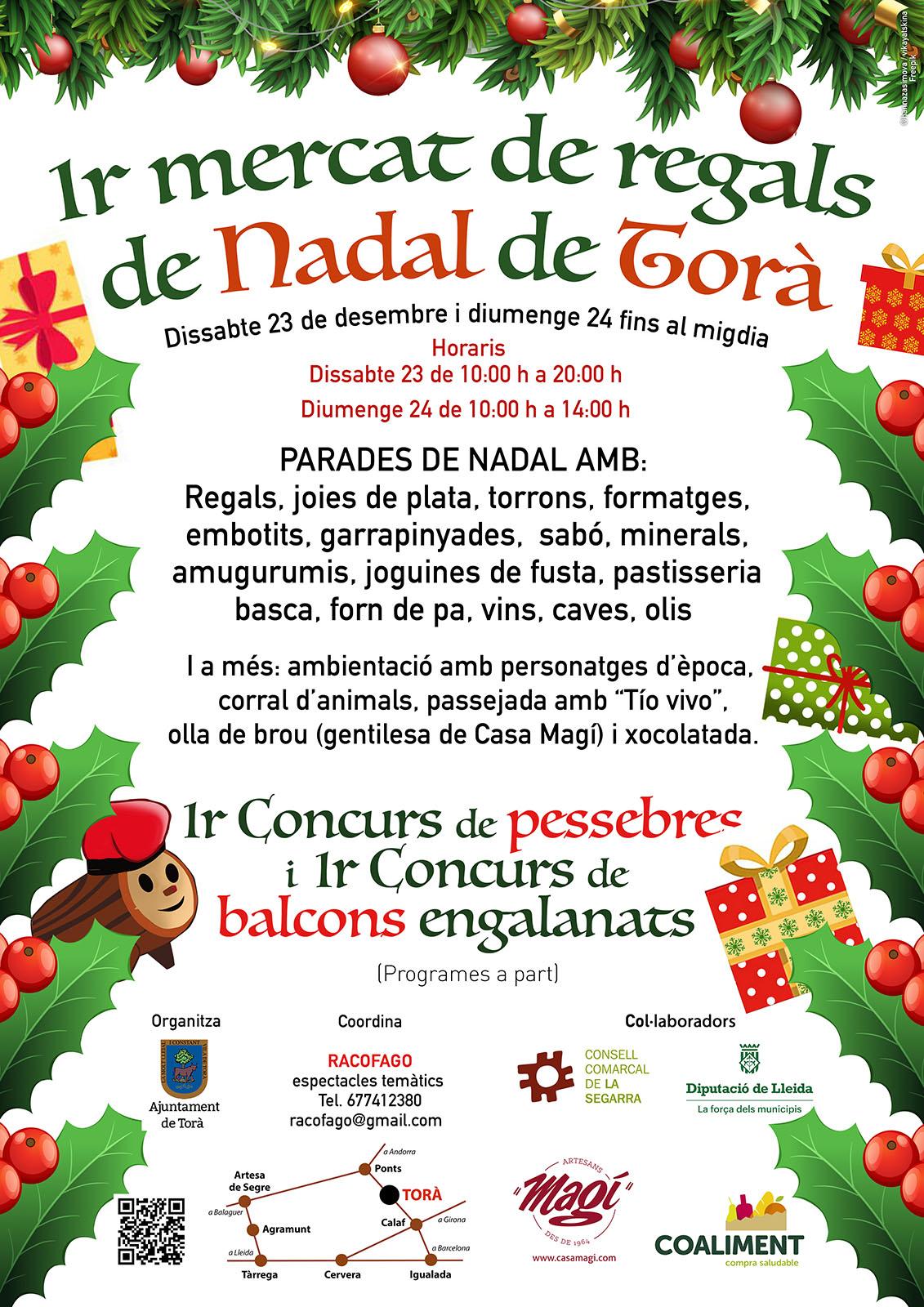 cartell 1er. Mercat de Regals de Nadal a Torà