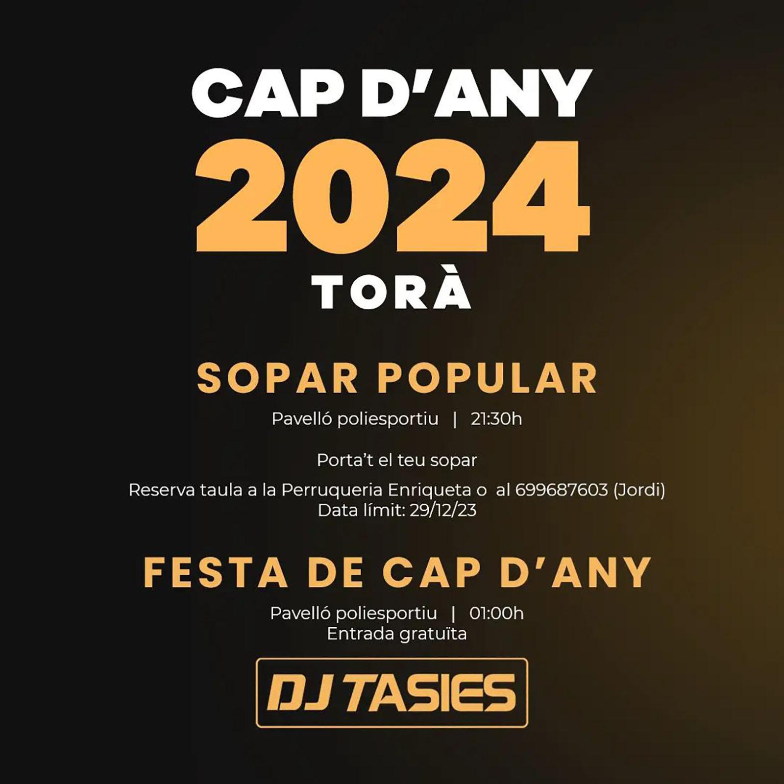 cartell Festa de Cap d'Any a Torà 2023