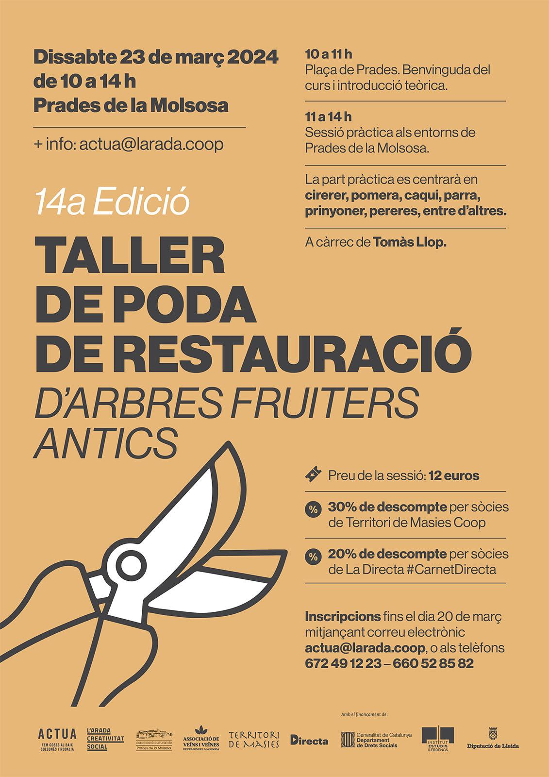 cartell 14è Taller de poda de restauració d'arbres fruiters antics