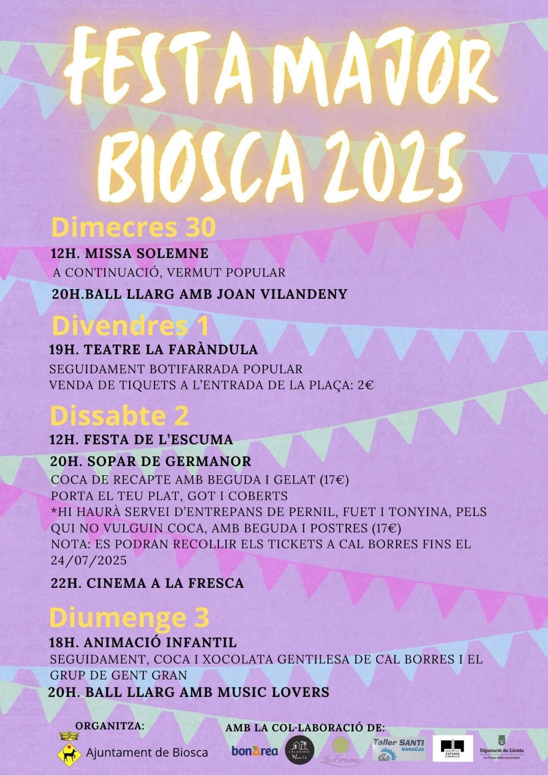 cartell Festa Major de Biosca 2025