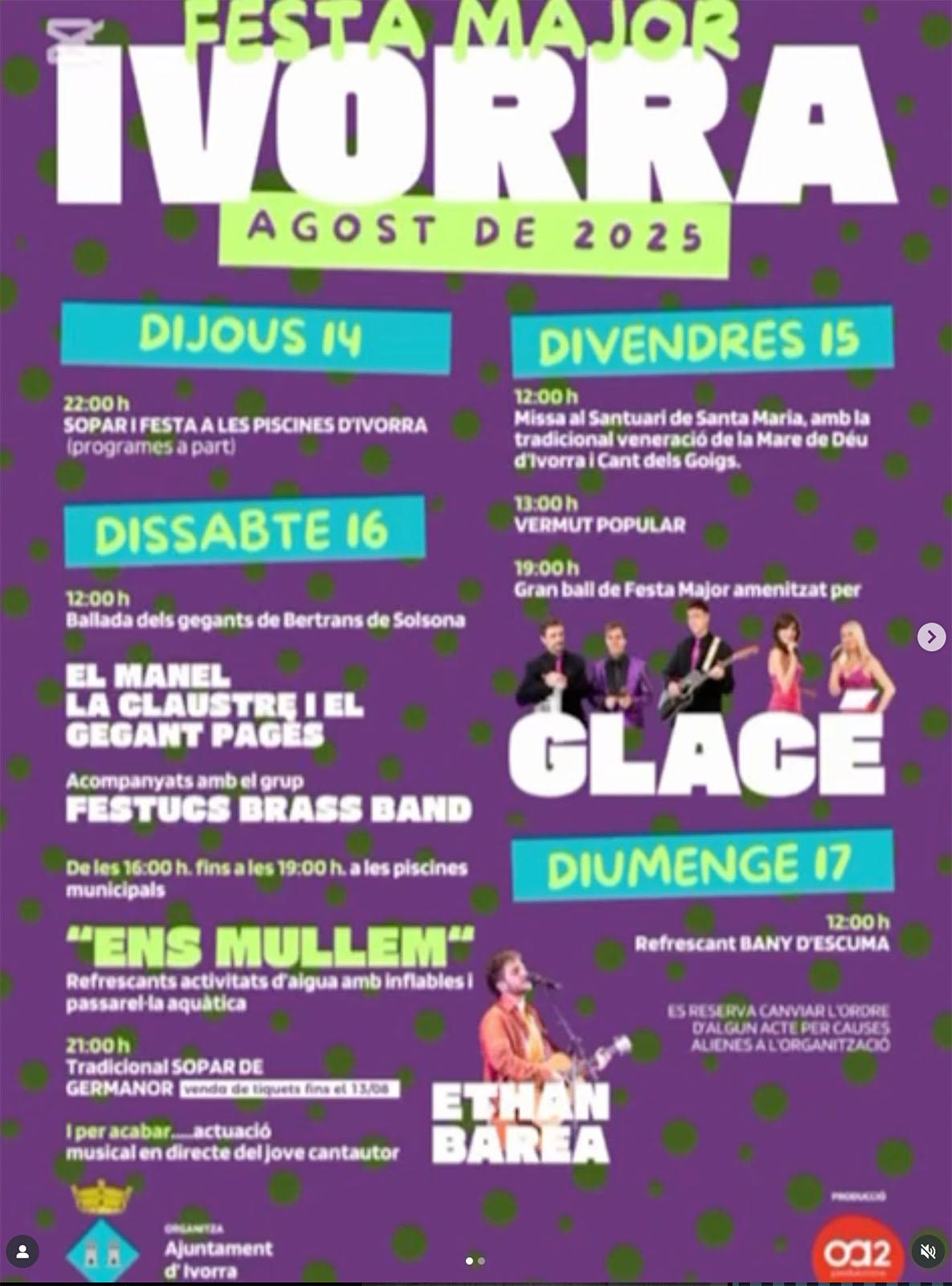 cartell Festa major d'Ivorra 2025