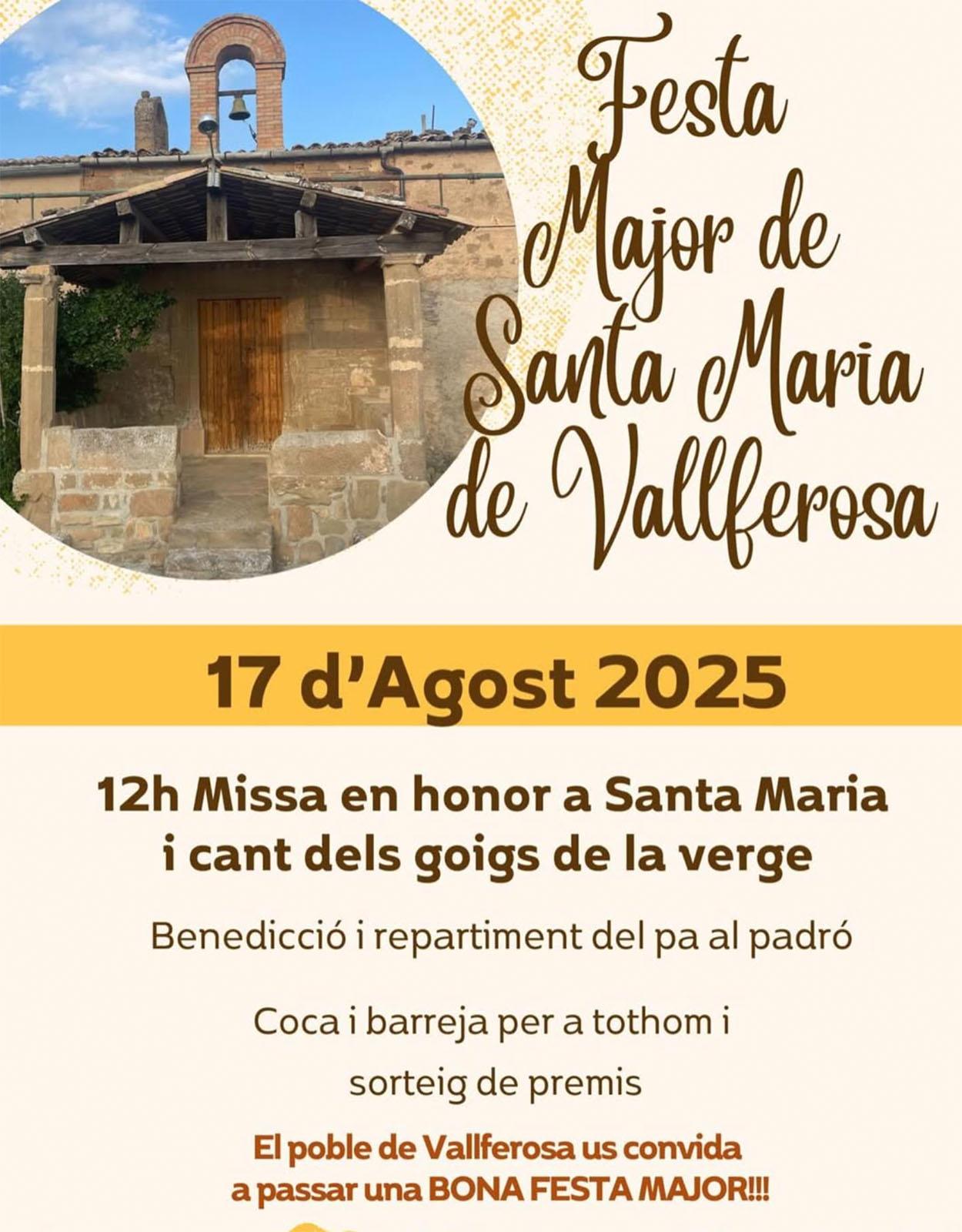 cartell Festa major de Santa Maria de Vallferosa 2025